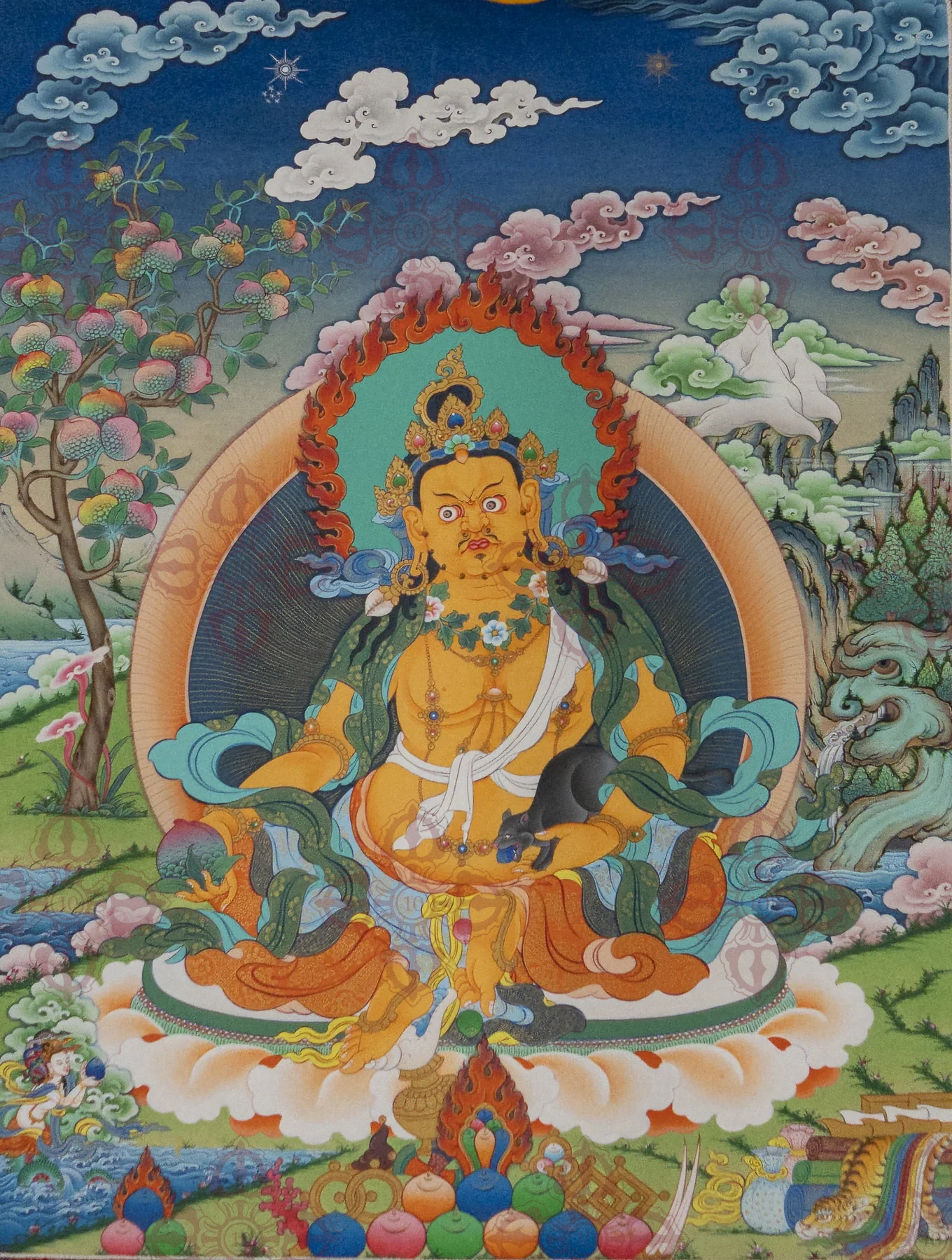Dzambhala thangka painting view