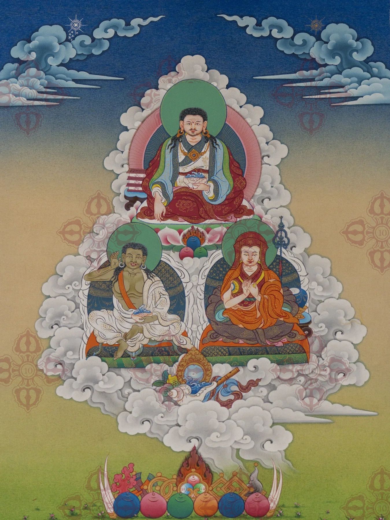 Mar-Mi-Dag Sum thangka painting view