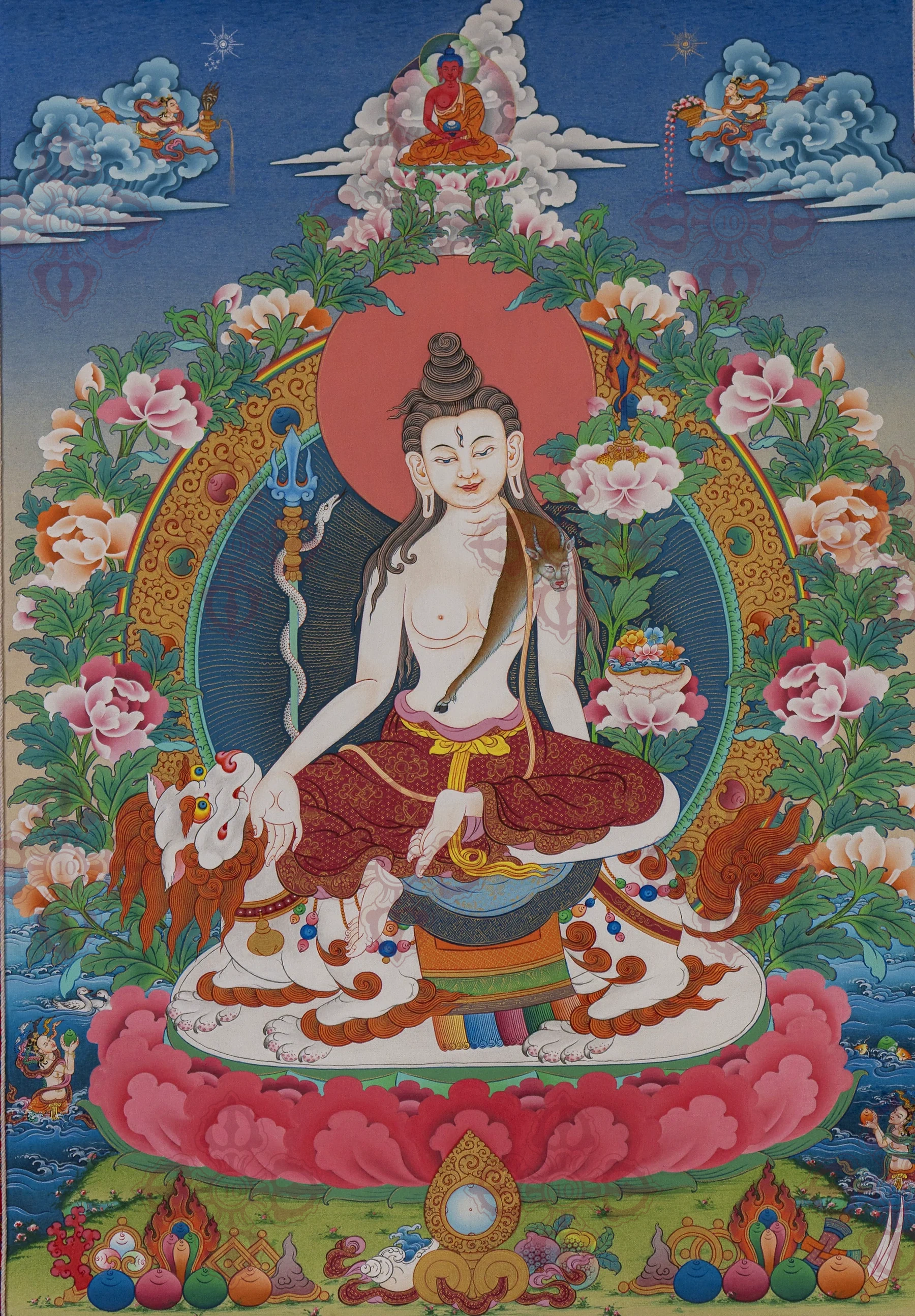 Lion’s Roar Avalokiteśvara thangka painting view