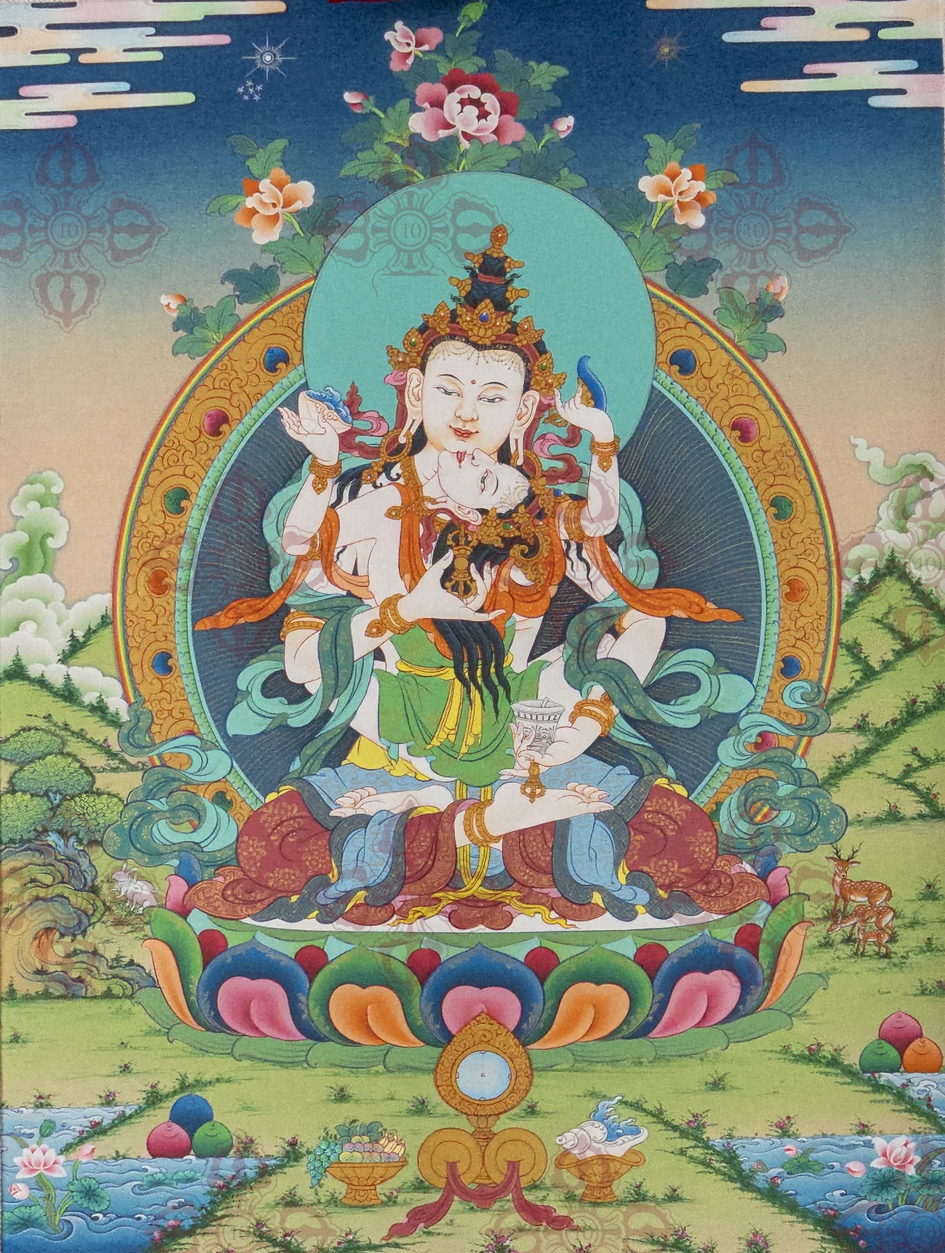 Vajrasattva thangka painting view